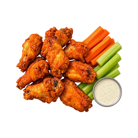 Buffalo wings with vegetables and ranch